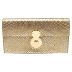 Ralph Lauren Metallic Gold Python Leder Ricky Continental Geldbörse