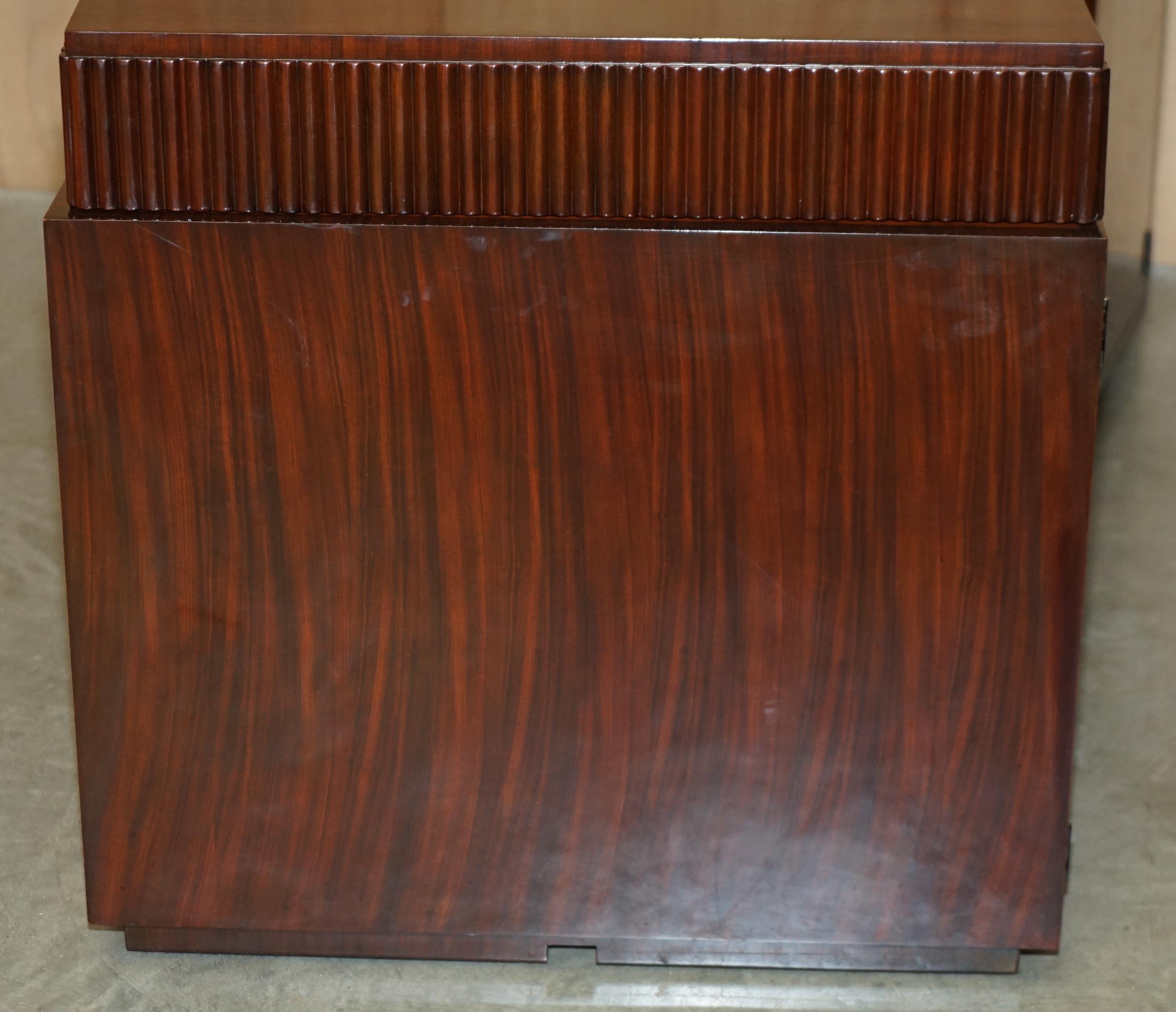 RALPH LAUREN METROPOLIS MACASSAR & BROWN LEATHER FRENCH ART DECO CURVED DESk in vendita 4