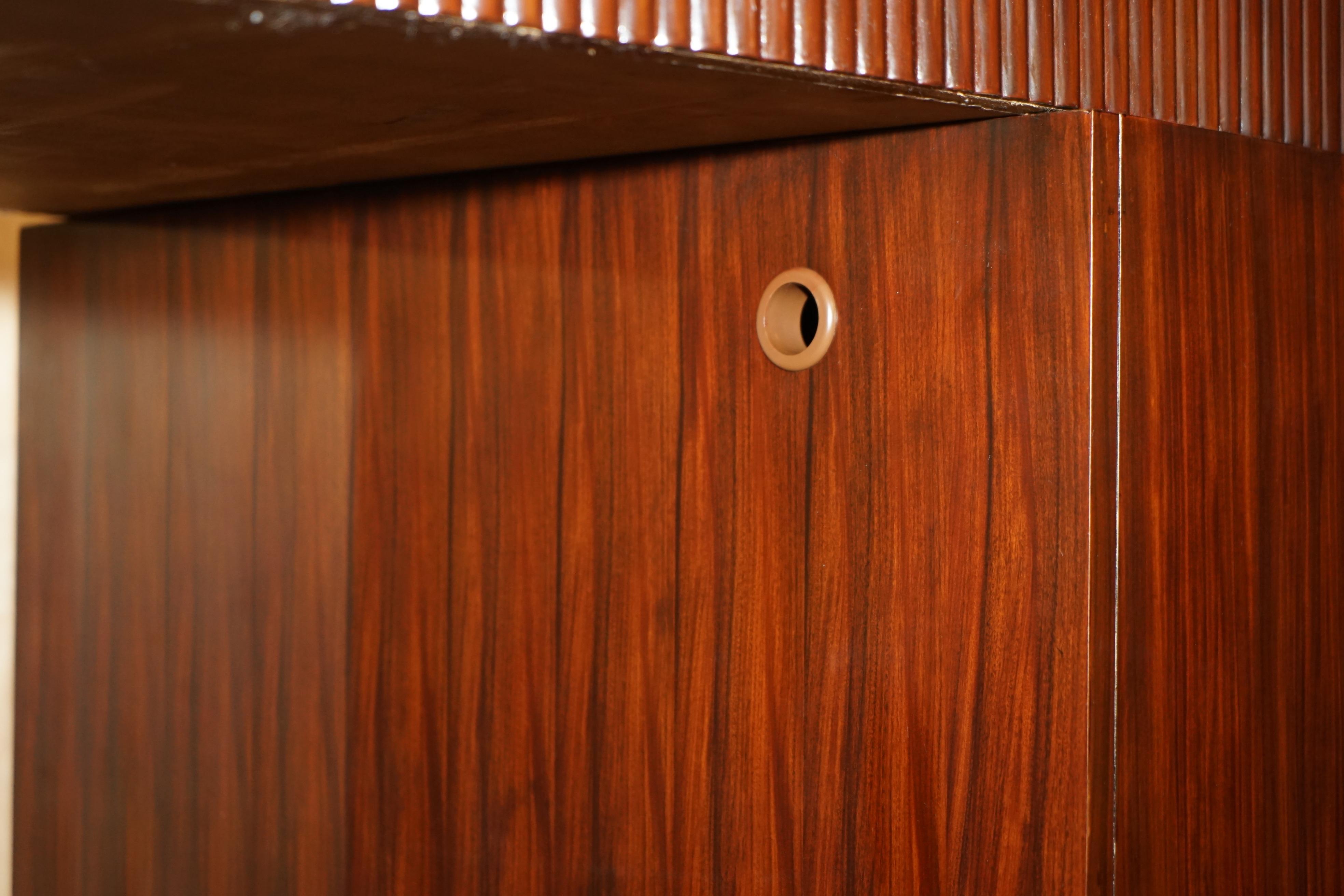 RALPH LAUREN METROPOLIS MACASSAR & BROWN LEATHER FRENCH ART DECO CURVED DESk in vendita 6