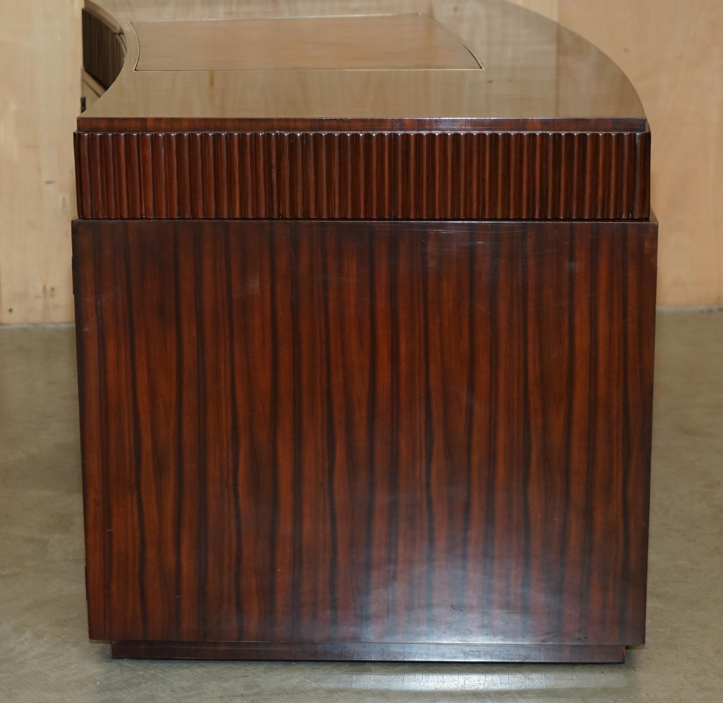 RALPH LAUREN METROPOLIS MACASSAR & BROWN LEATHER FRENCH ART DECO CURVED DESk in vendita 7