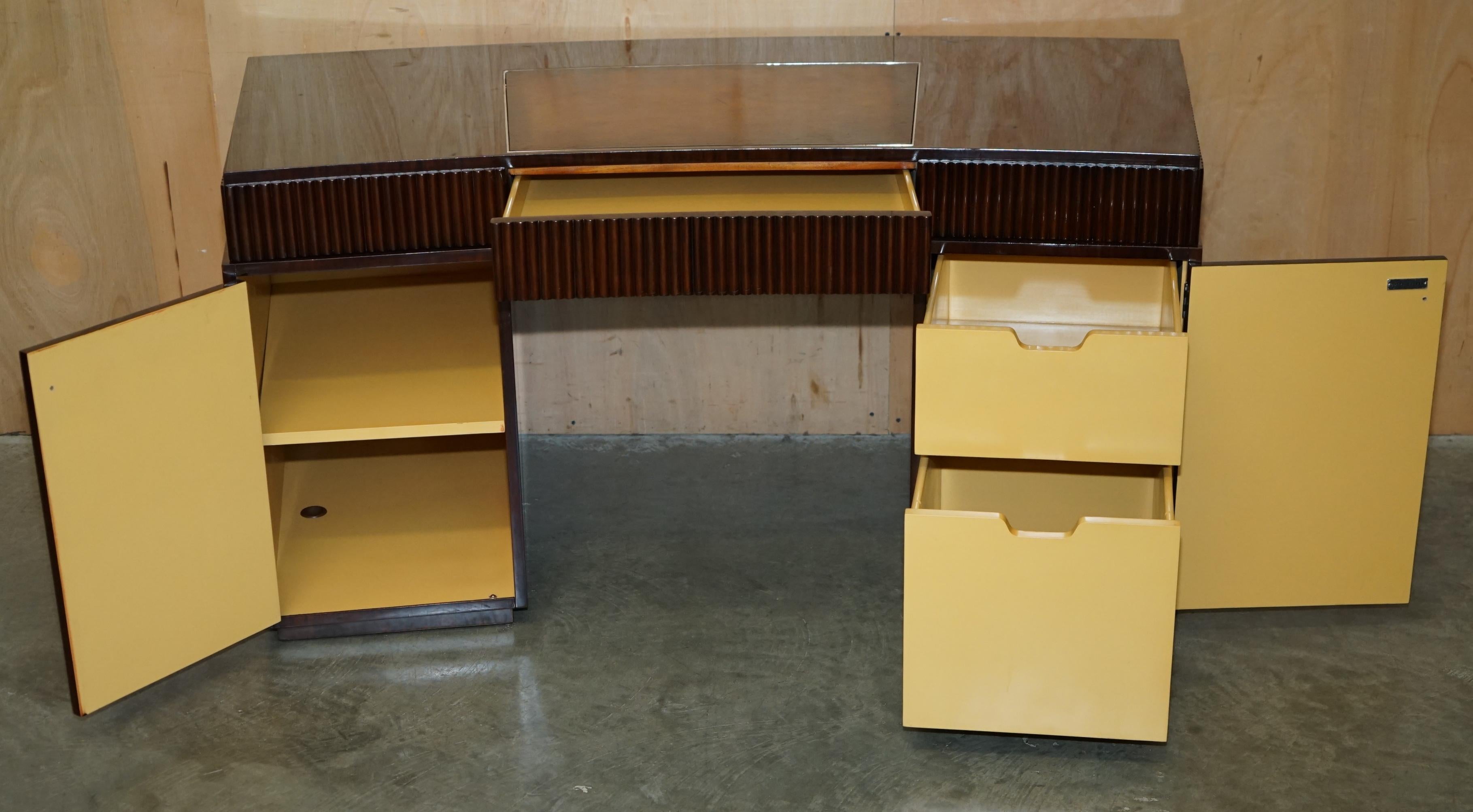 RALPH LAUREN METROPOLIS MACASSAR & BROWN LEATHER FRENCH ART DECO CURVED DESk in vendita 8