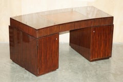 RALPH LAUREN METROPOLIS MACASSAR & BROWN LEATHER FRENCH ART DECO CURVED DESk