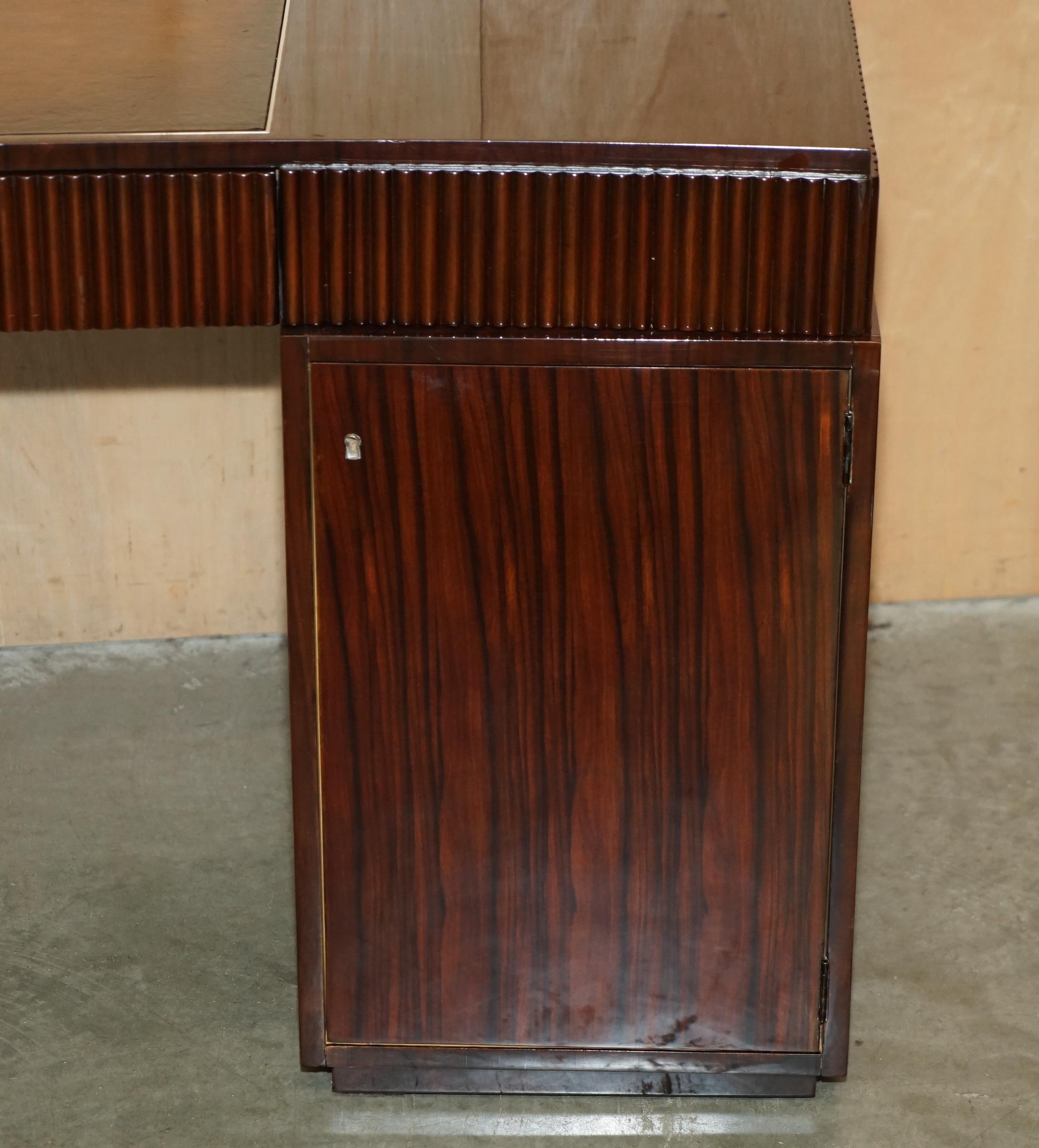 RALPH LAUREN METROPOLIS MACASSAR & BROWN LEATHER FRENCH ART DECO CURVED DESk In condizioni buone in vendita a West Sussex, Pulborough
