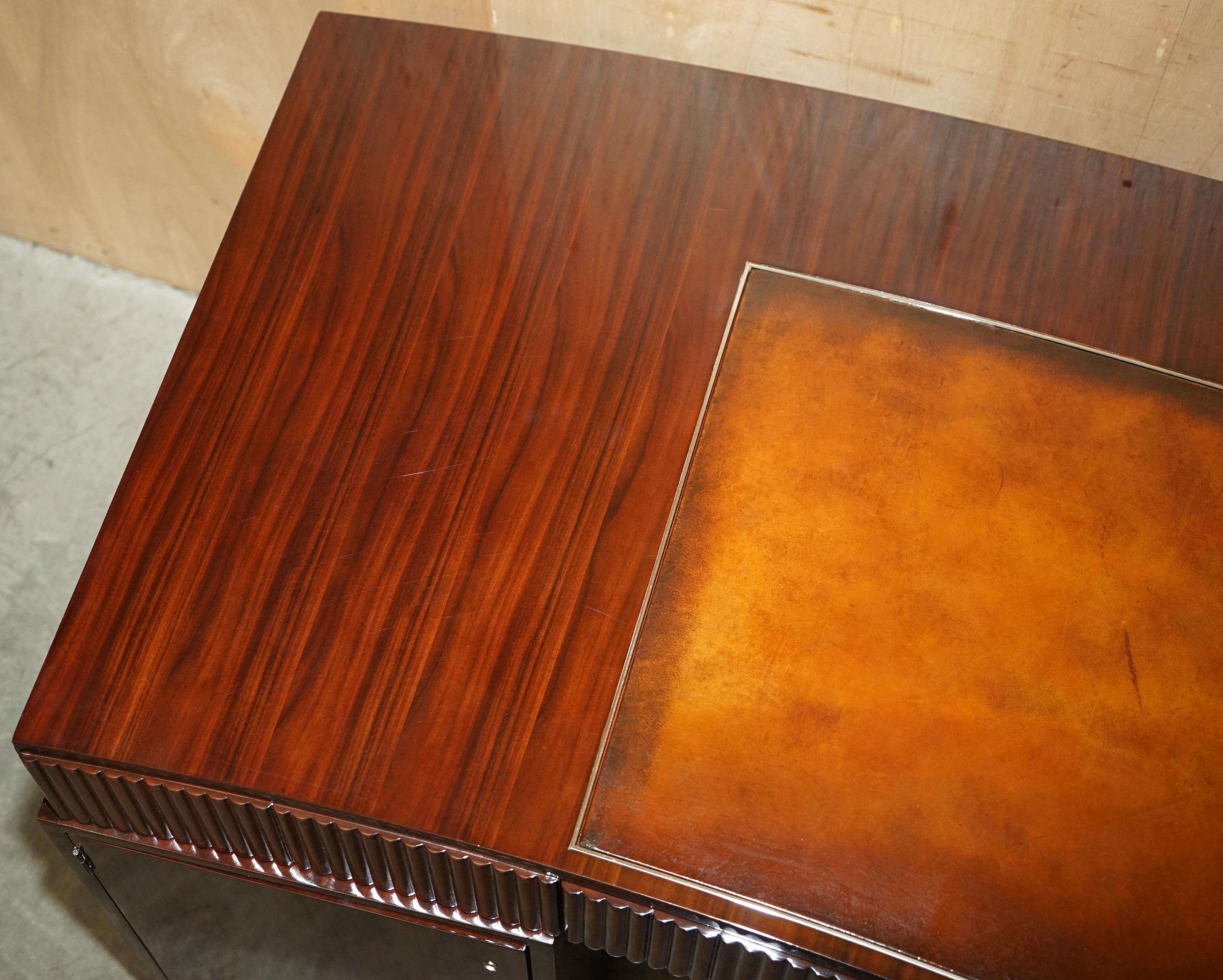RALPH LAUREN METROPOLIS MACASSAR & BROWN LEATHER FRENCH ART DECO CURVED DESk in vendita 1