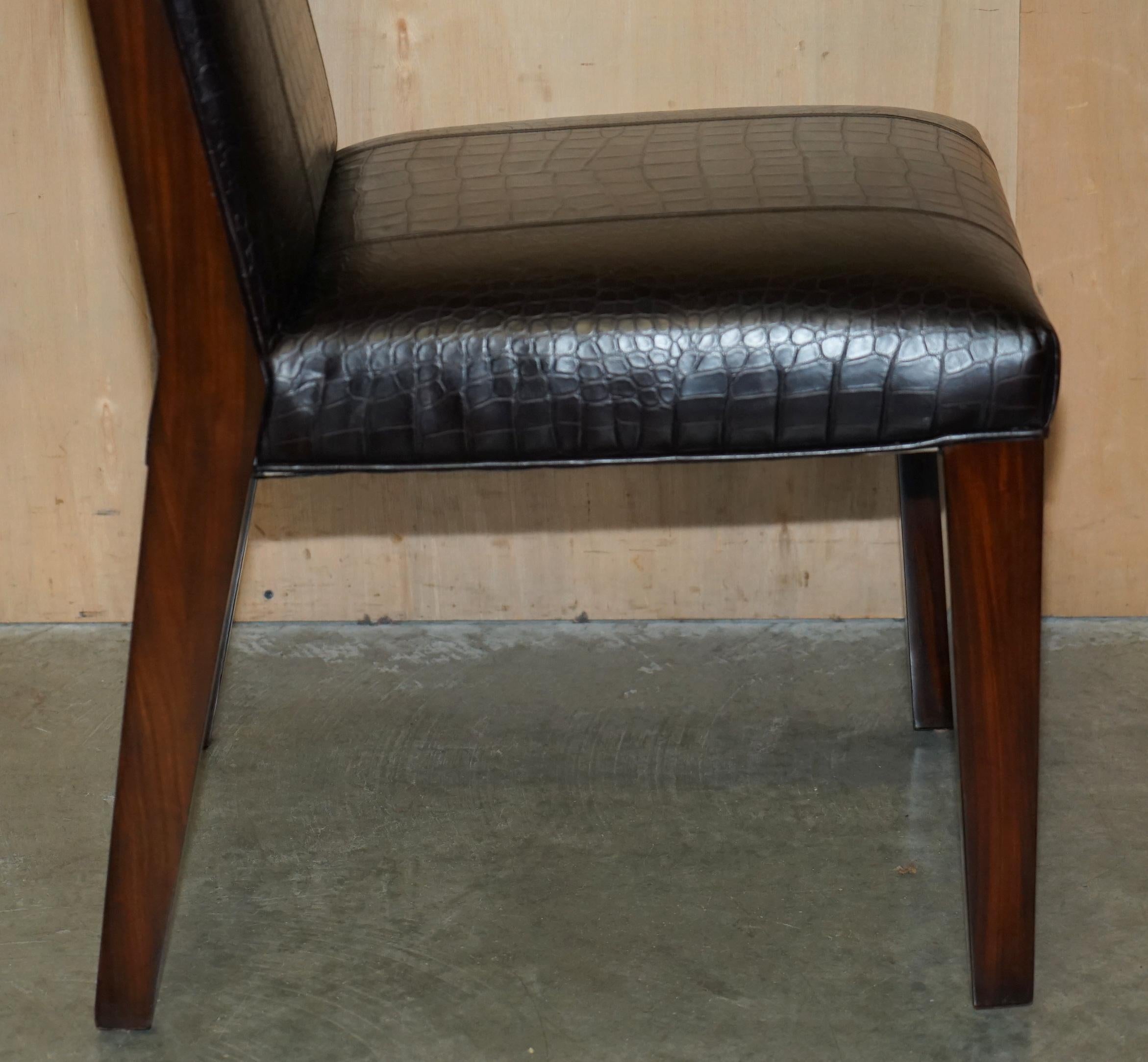 RALPH LAUREN METROPOLIS SiDE OCCASIONAL CROCODILE PATINA LEATHER DINING CHAIRS For Sale 5