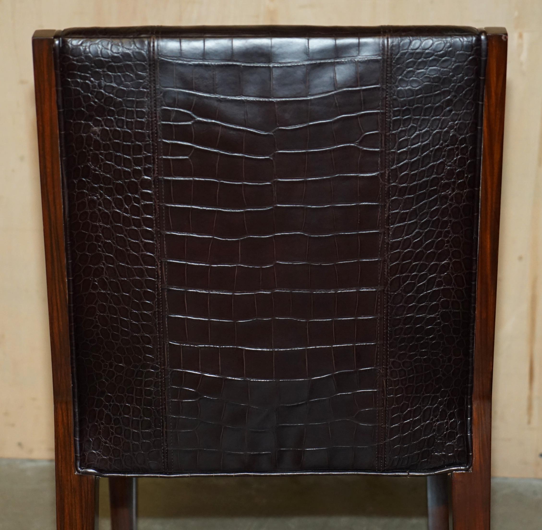 RALPH LAUREN METROPOLIS SiDE OCCASIONAL CROCODILE PATINA LEATHER DINING CHAIRS For Sale 8