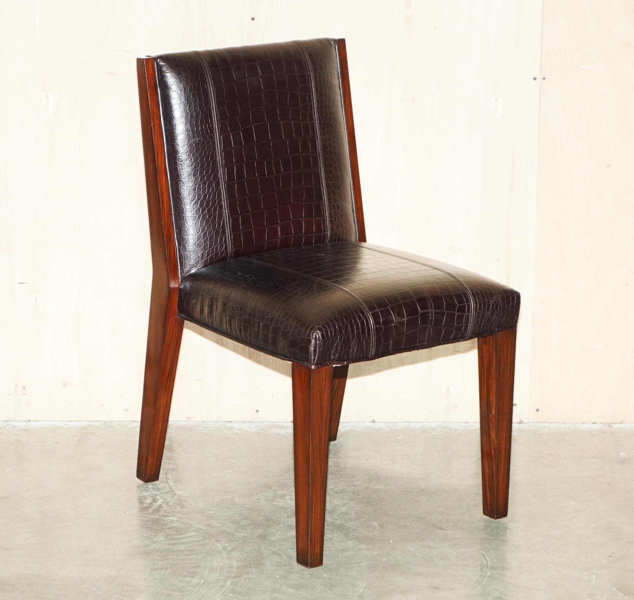 RALPH LAUREN METROPOLIS SiDE OCCASIONAL CROCODILE PATINA-LeDER-Esszimmerstühle (Art déco) im Angebot