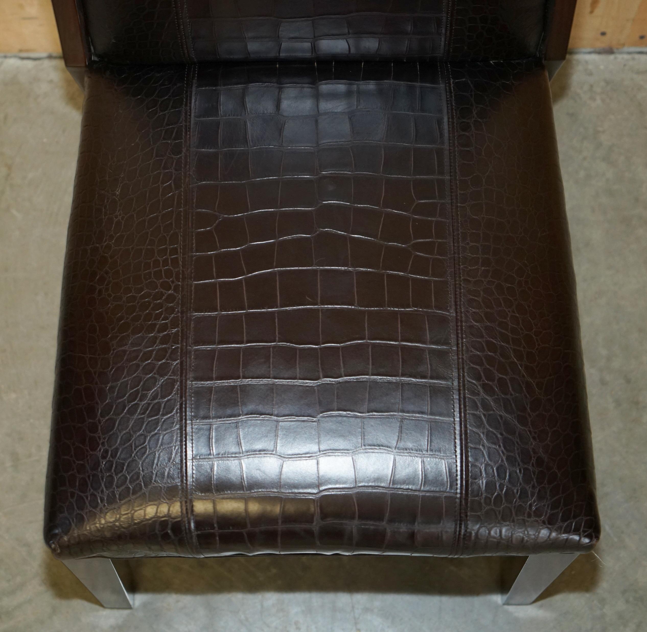 Leather RALPH LAUREN METROPOLIS SiDE OCCASIONAL CROCODILE PATINA LEATHER DINING CHAIRS For Sale