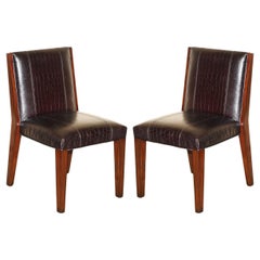 Used RALPH LAUREN METROPOLIS SiDE OCCASIONAL CROCODILE PATINA LEATHER DINING CHAIRS