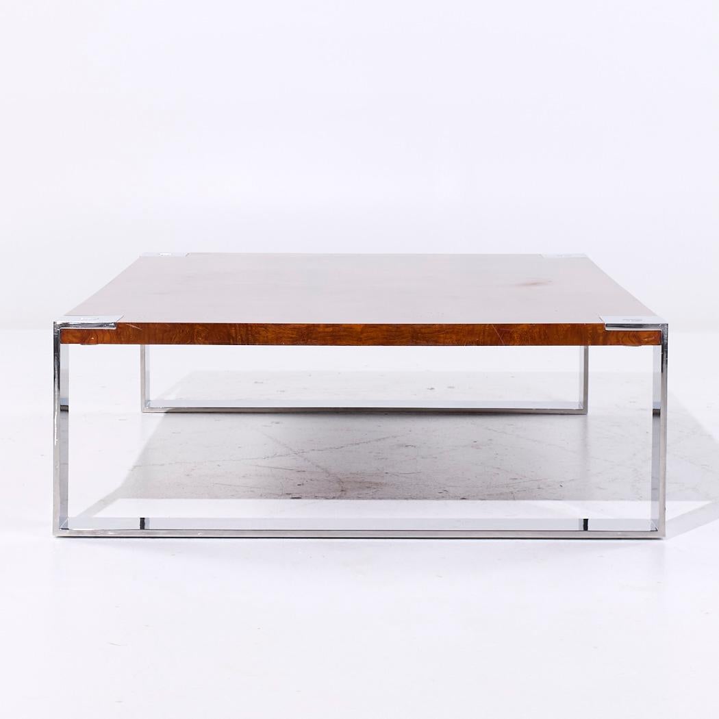 Ralph Lauren Mid Century Burlwood y acero inoxidable Cocktail Coffee Table en Bueno estado para la venta en Countryside, IL
