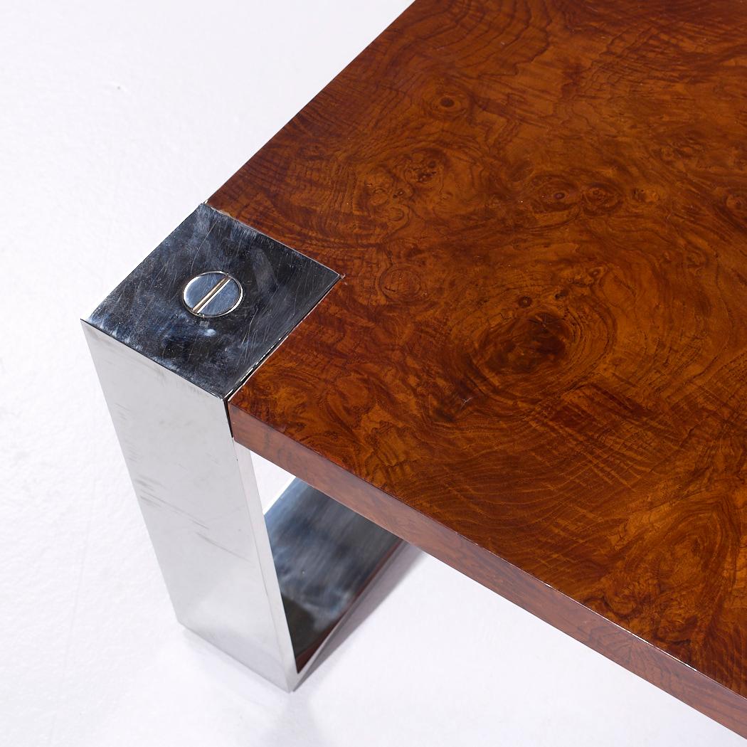 Ralph Lauren Mid Century Burlwood y acero inoxidable Cocktail Coffee Table en venta 1