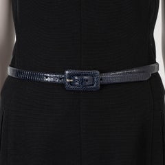 RALPH LAUREN bleu nuit LIZARD SKINNY Ceinture S