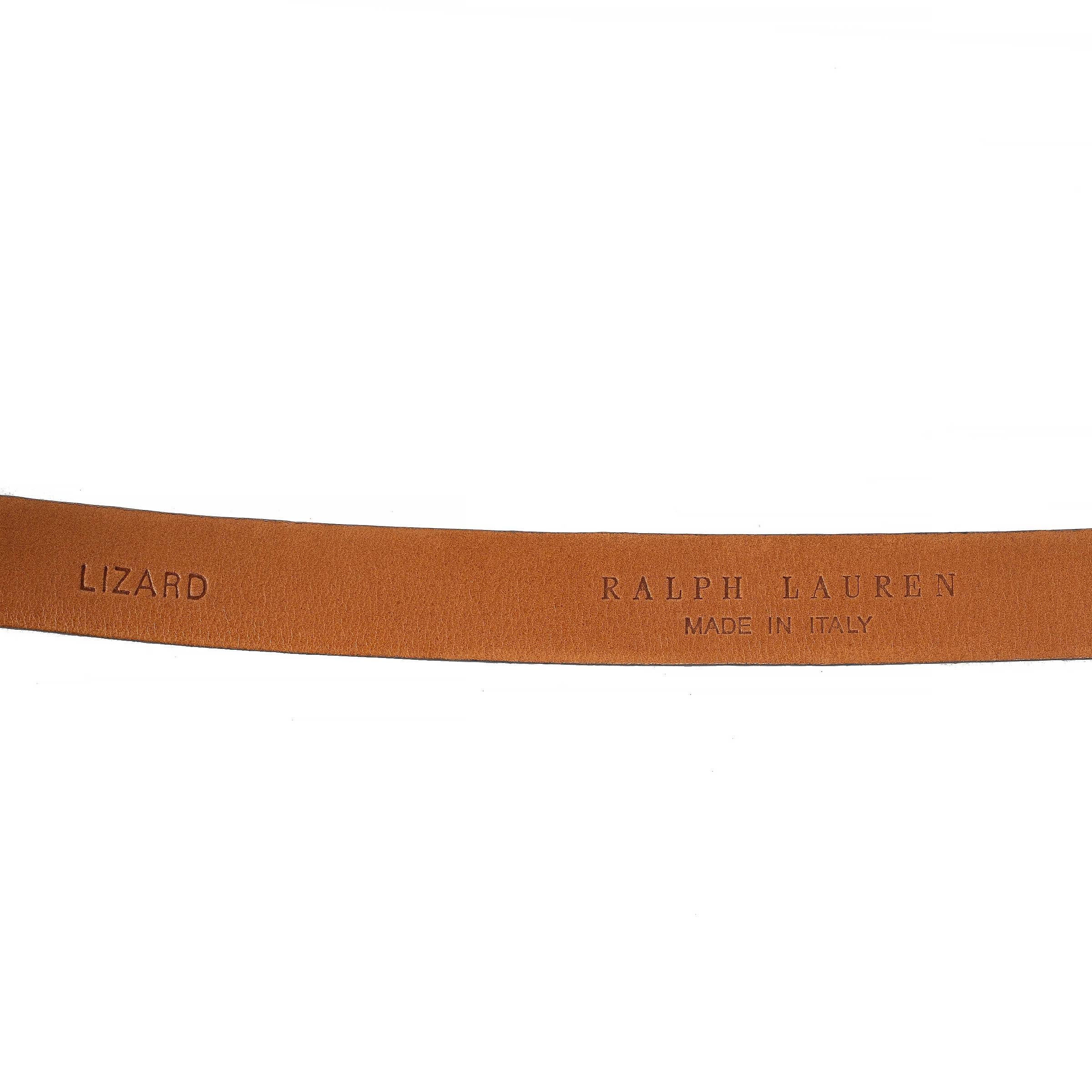 Women's RALPH LAUREN midnight blue LIZARD SKINNY Belt S For Sale