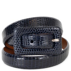 RALPH LAUREN midnight blue LIZARD SKINNY Belt S