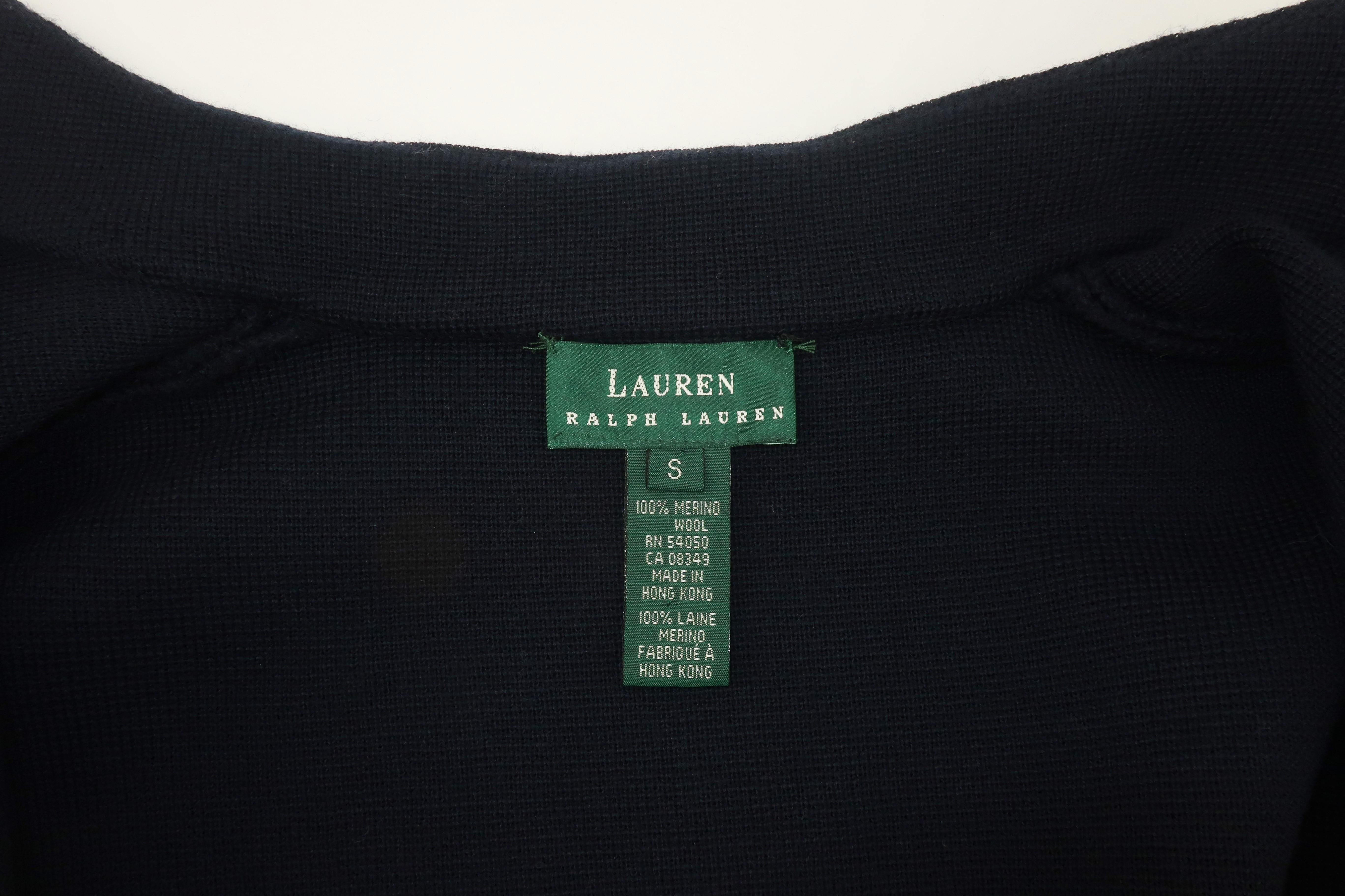 Ralph Lauren Military Navy Blue and Gold Wool Sweater Jacket, 1990's at ...