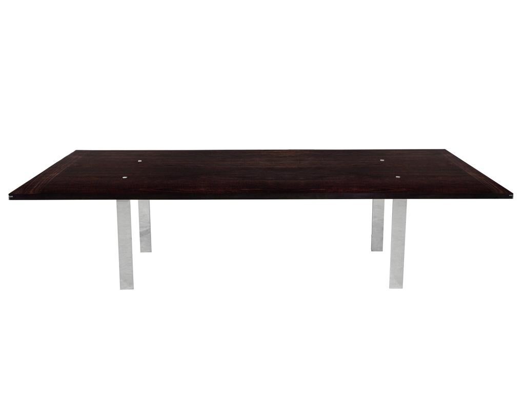 Table de salle à manger moderne Ralph Lauren en acajou et acier inoxydable en vente 11