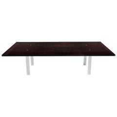 Mesa de comedor moderna Ralph Lauren de caoba y acero inoxidable