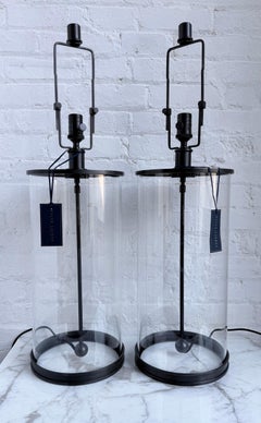 Ralph Lauren Modern Glass and Bronze Table Lamps, Pair