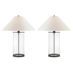 Ralph Lauren Modern Glass and Bronze Table Lamps, Pair