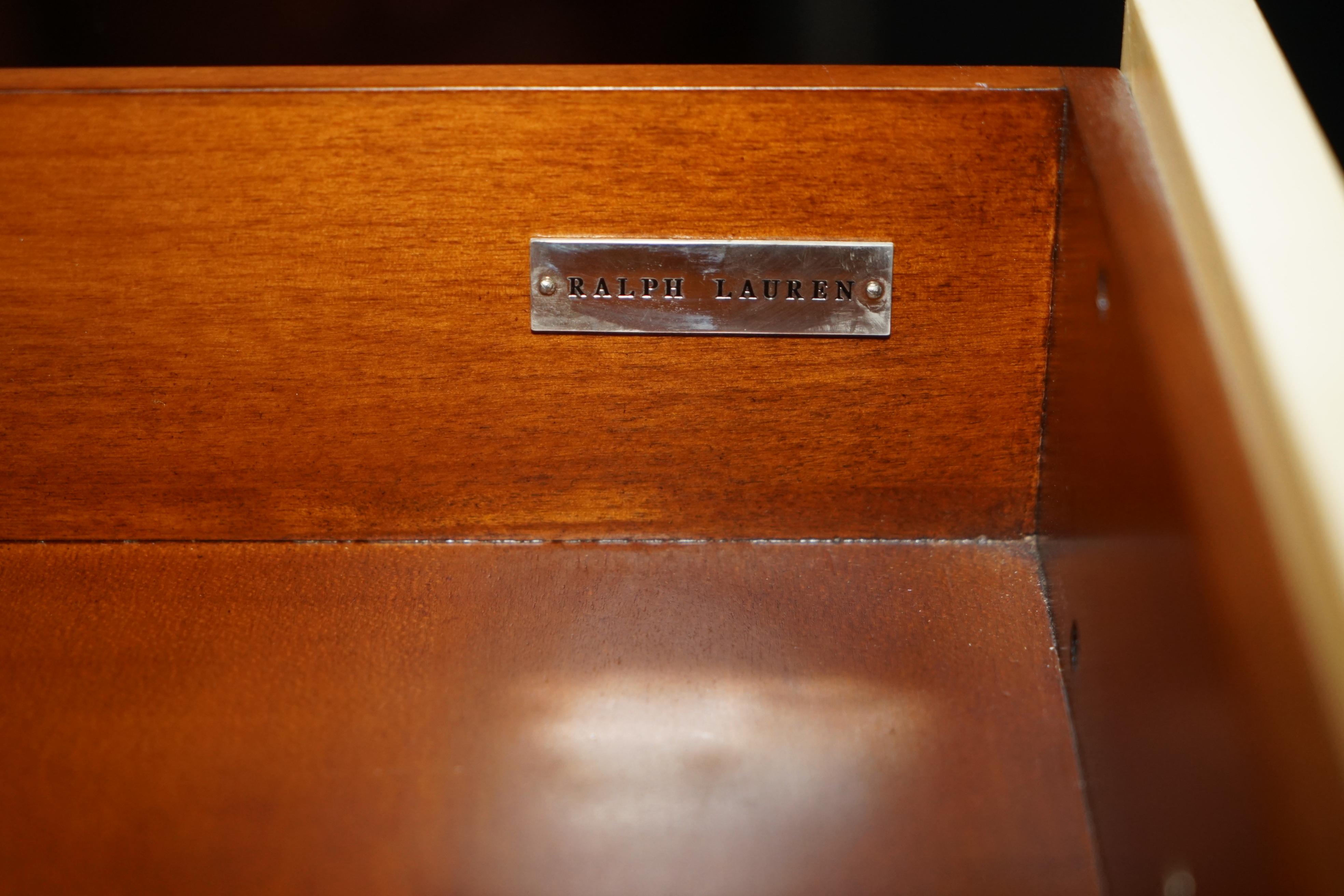 RALPH LAUREN COMMODITÉS MODERNES HOLLYWOOD EN CUIR FLAMMÉ BRUN EN BOIS DUR ÉCRANS en vente 10