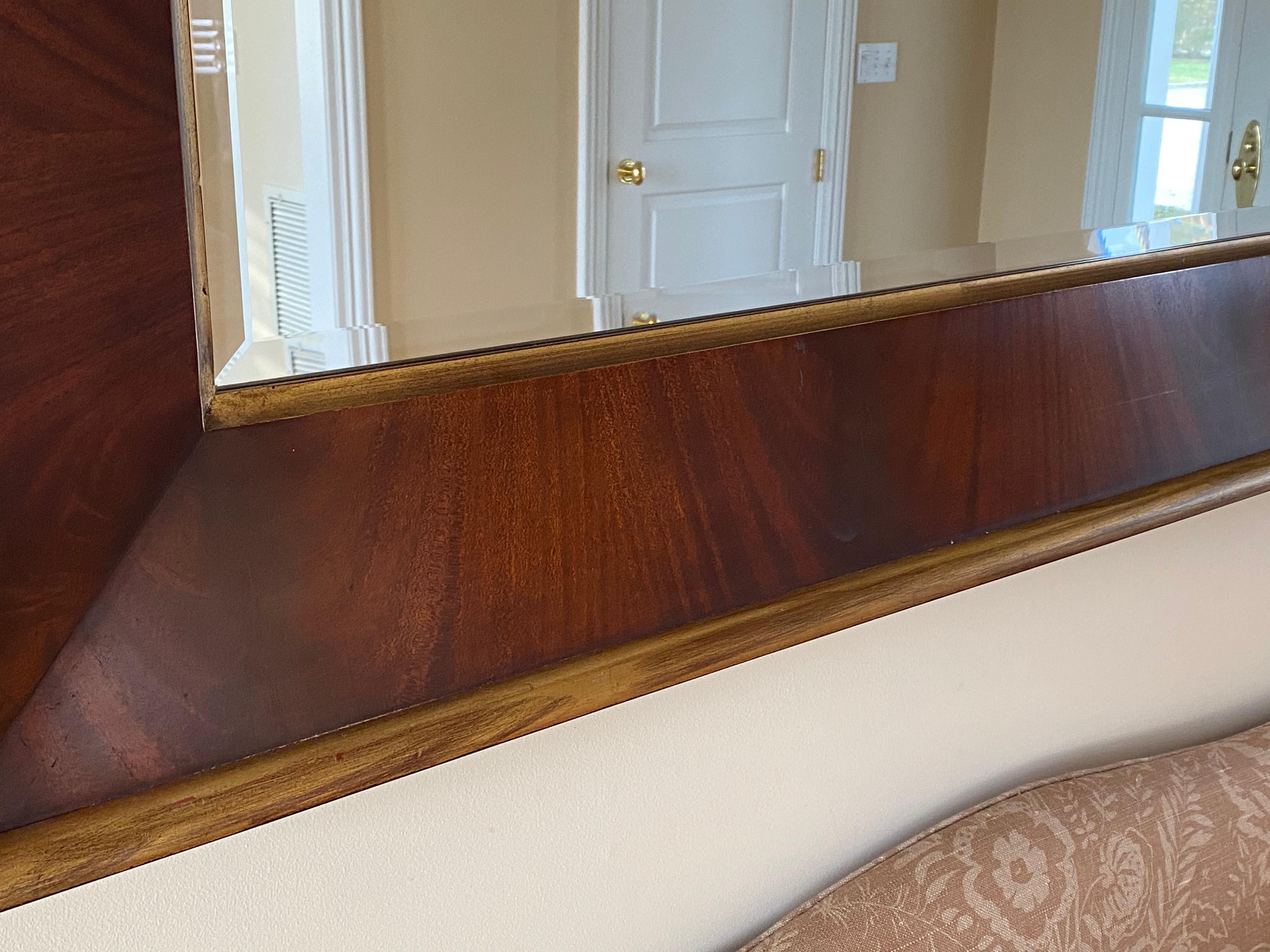 Ralph Lauren Modern Large Beveled Wall Mirror In Good Condition In Southampton, NY