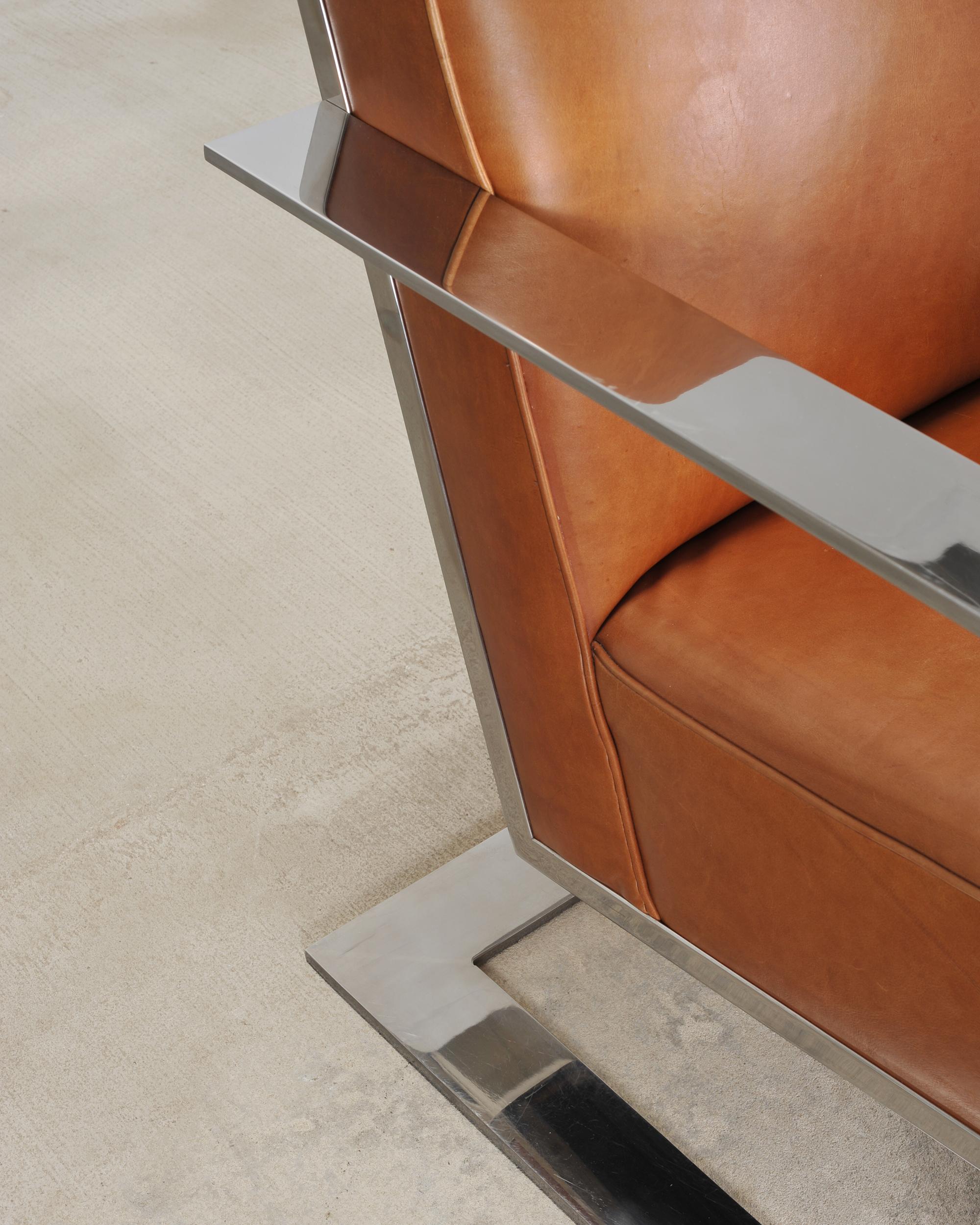 Ralph Lauren Modern Penthouse Chrome and Leather Lounge Chair For Sale ...