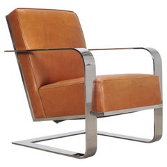 Ralph Lauren Modern Penthouse Chrome and Leather Lounge Chair