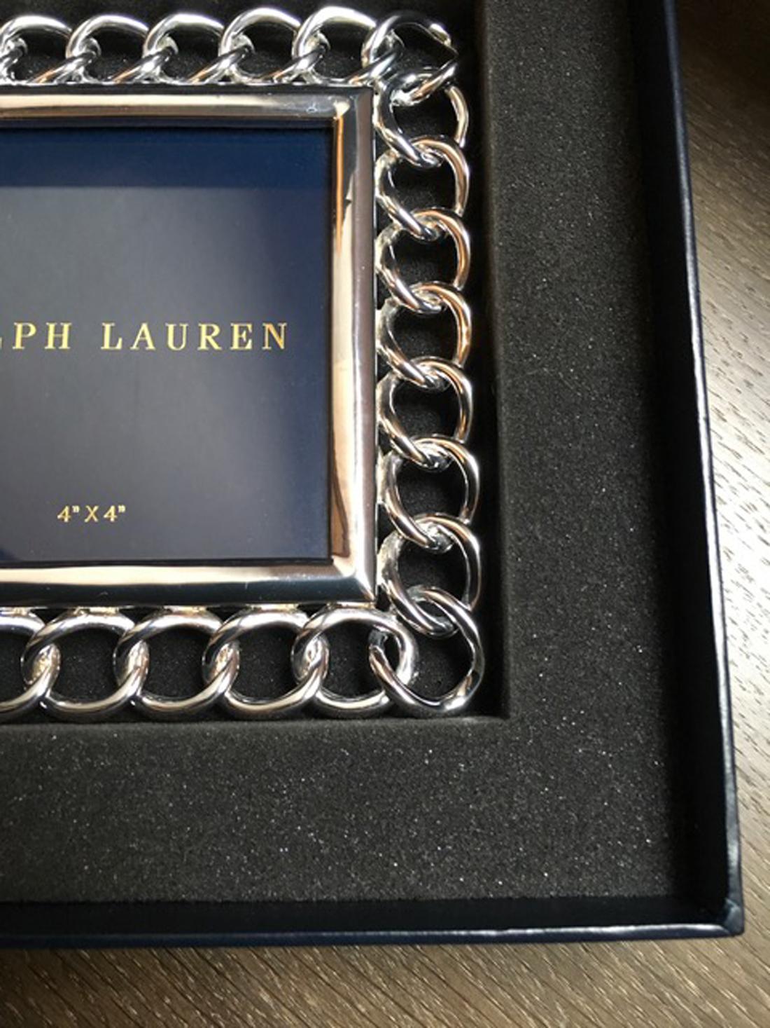 Ralph Lauren Modern Square Chain Chrome Accessories Desk Picture Frame in Stock 4