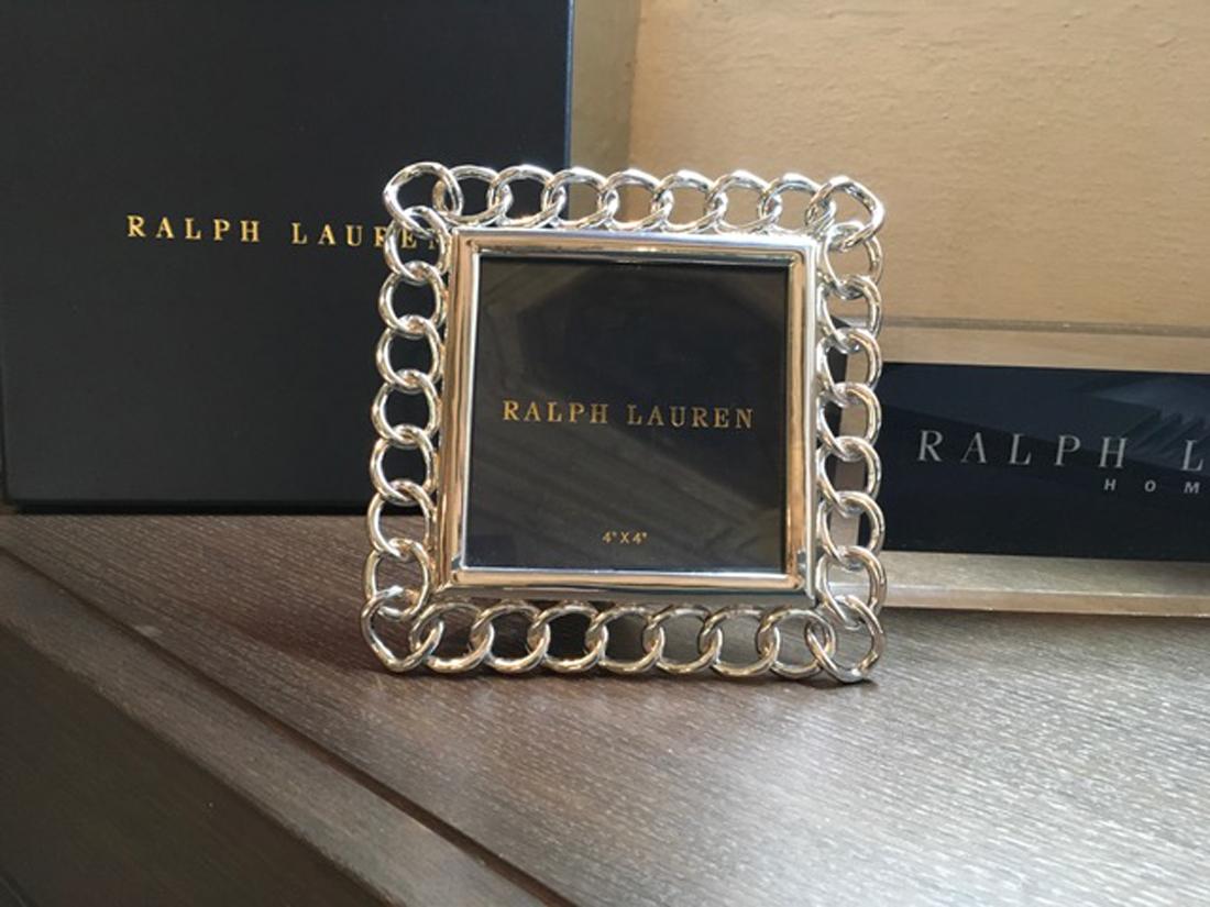 Ralph Lauren Modern Square Chain Chrome Accessories Desk Picture Frame in Stock 6