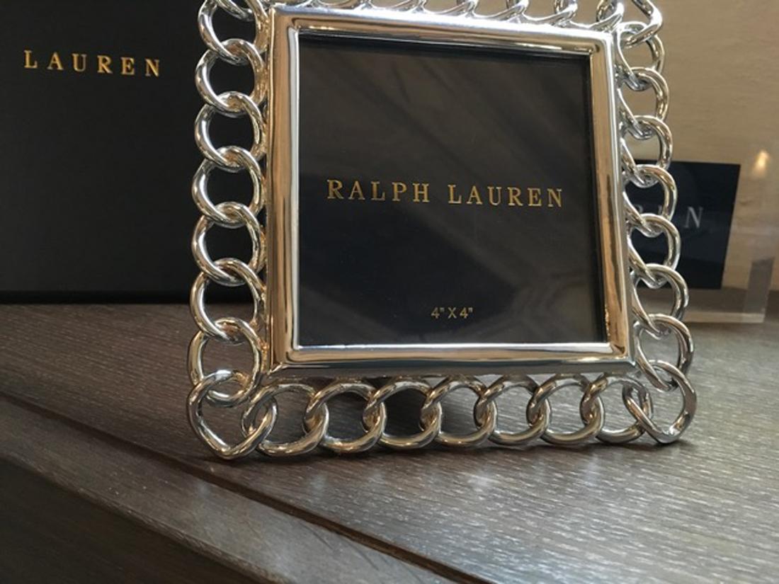 Ralph Lauren Modern Square Chain Chrome Accessories Desk Picture Frame in Stock 7