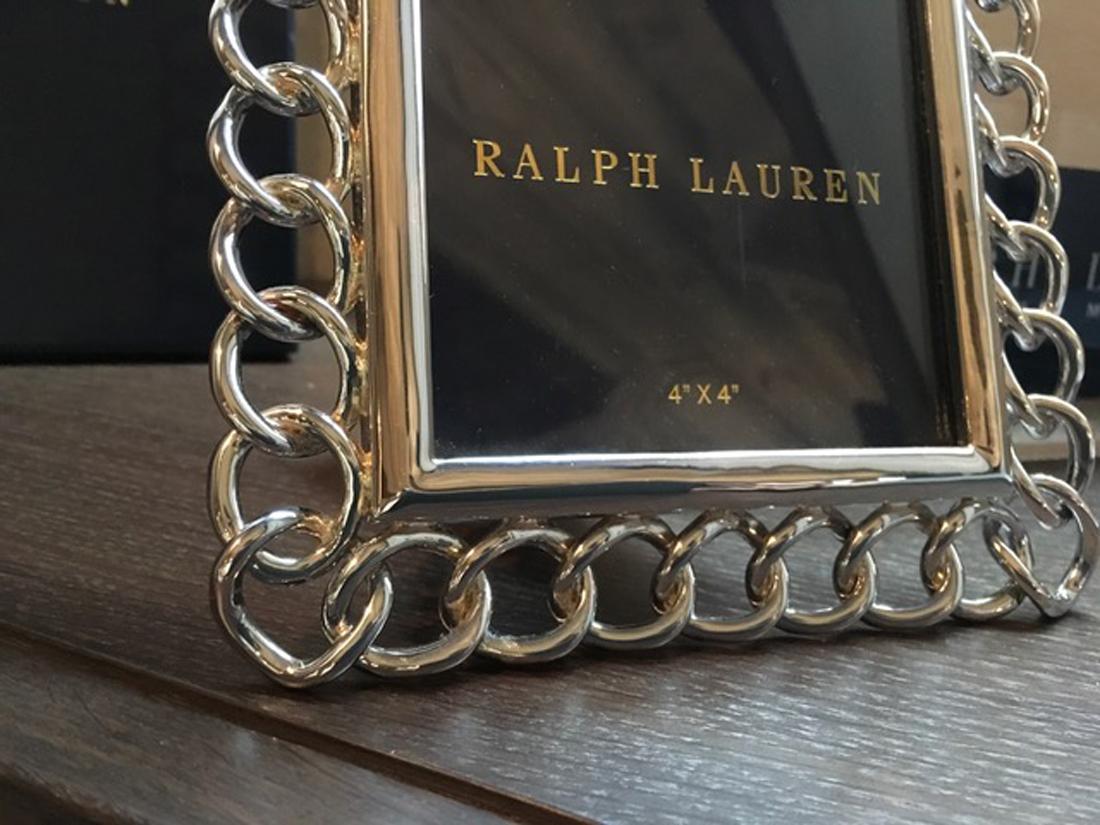 Ralph Lauren Modern Square Chain Chrome Accessories Desk Picture Frame in Stock 8