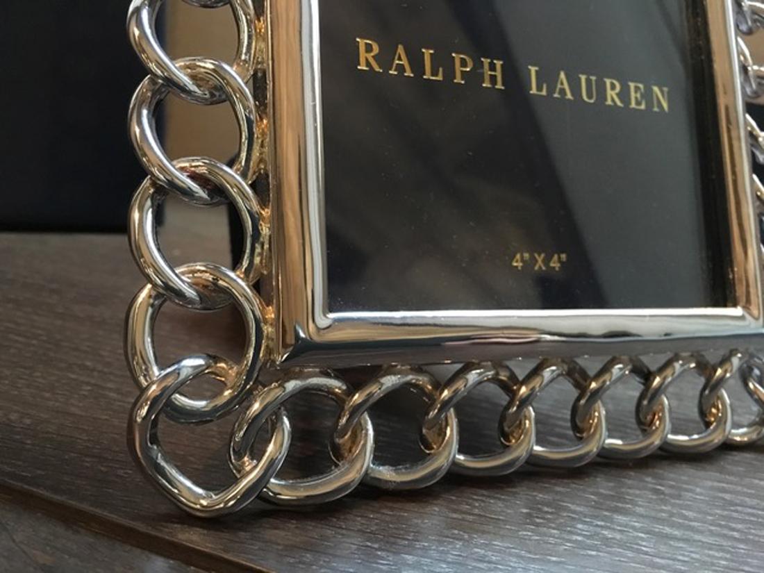 Ralph Lauren Modern Square Chain Chrome Accessories Desk Picture Frame in Stock 9