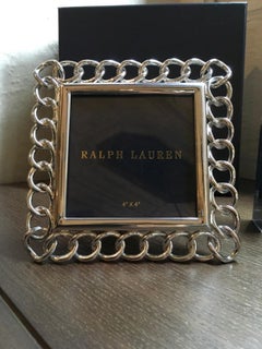 Ralph Lauren Modern Square Chain Accessories Chrome Desk Picture Frame in Stock
