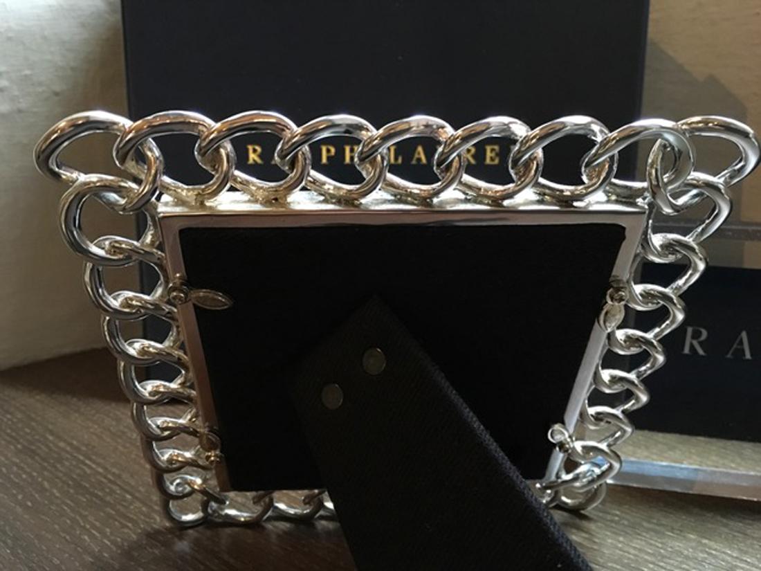 Metal Ralph Lauren Modern Square Chain Chrome Accessories Desk Picture Frame in Stock