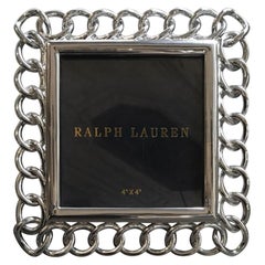 Ralph Lauren Modern Square Chain Chrom Zubehör Schreibtisch Bilderrahmen auf Lager