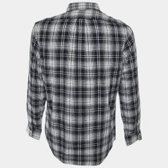 Ralph Lauren Monochrome Plaid Check Cotton Button Down Shirt L