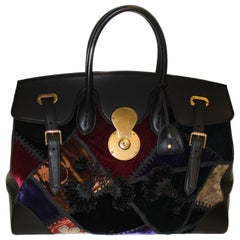 Ralph Lauren Multi Color Velvet Ricky Patchwork 50th Anniversary Satchel
