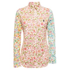 Ralph Lauren - Chemise à manches longues en tricot de coton à fleurs multicolores M