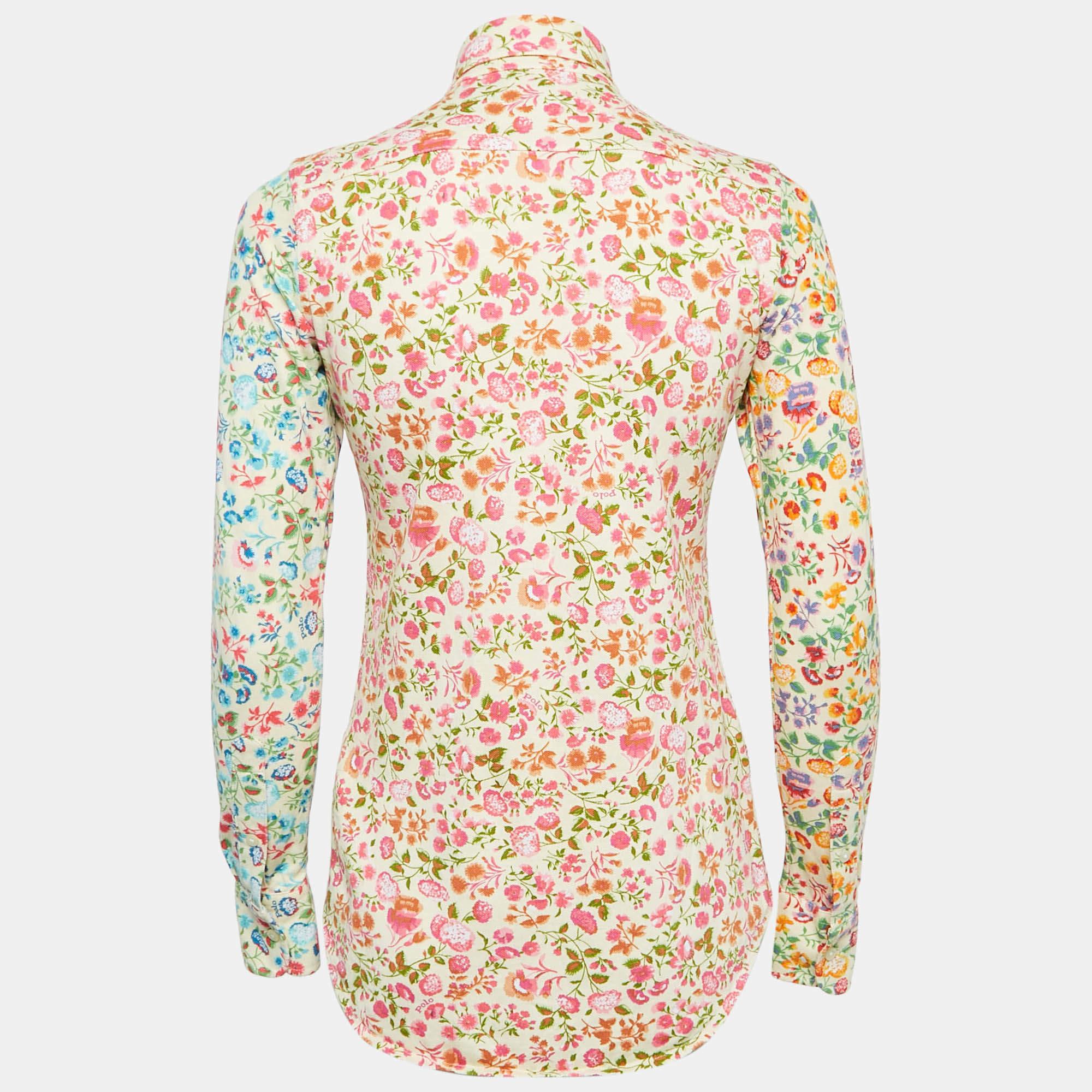 Printed shirts are closet must haves as they can complement plain skirts and trousers  suits  or be layered with other printed creations for a statement look. Intending to be versatile and comfortable  Ralph Lauren offers this button front shirt