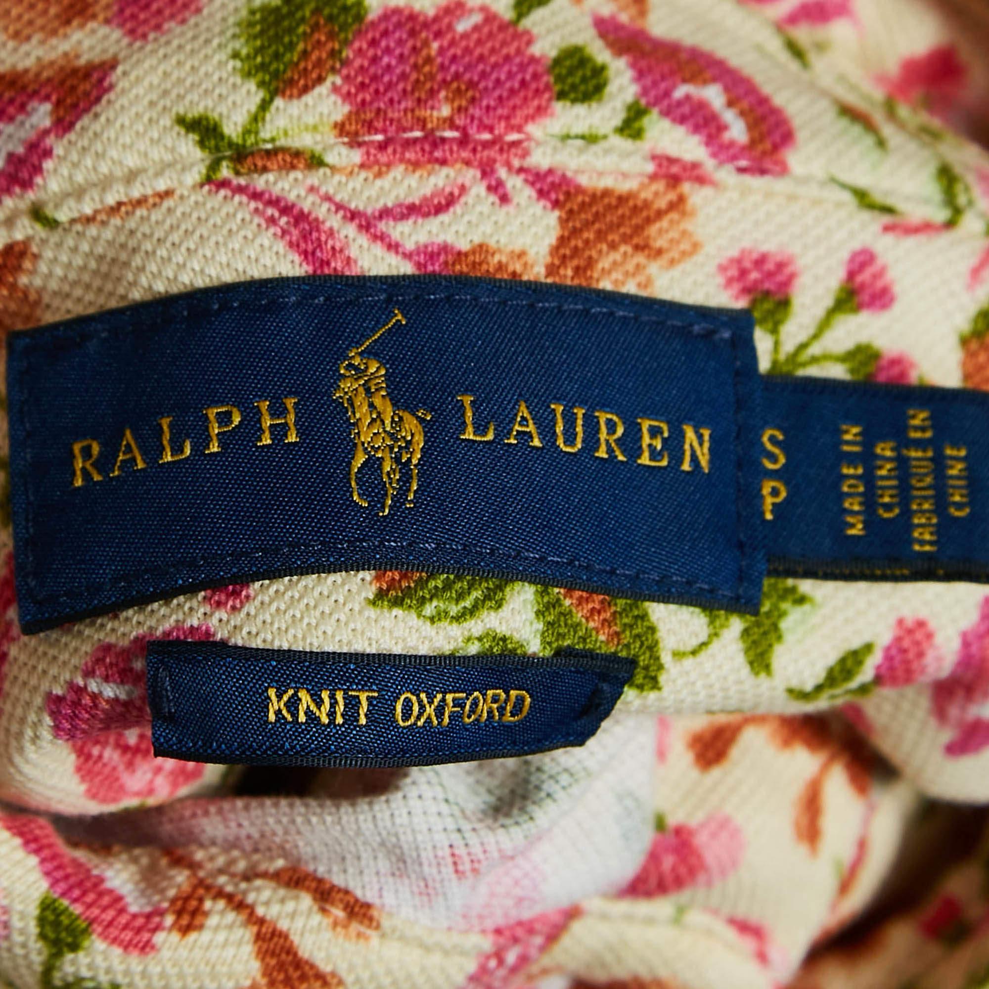 Ralph Lauren Multicolor Floral Cotton Knit Long Sleeve Shirt S In Good Condition In Dubai, Al Qouz 2