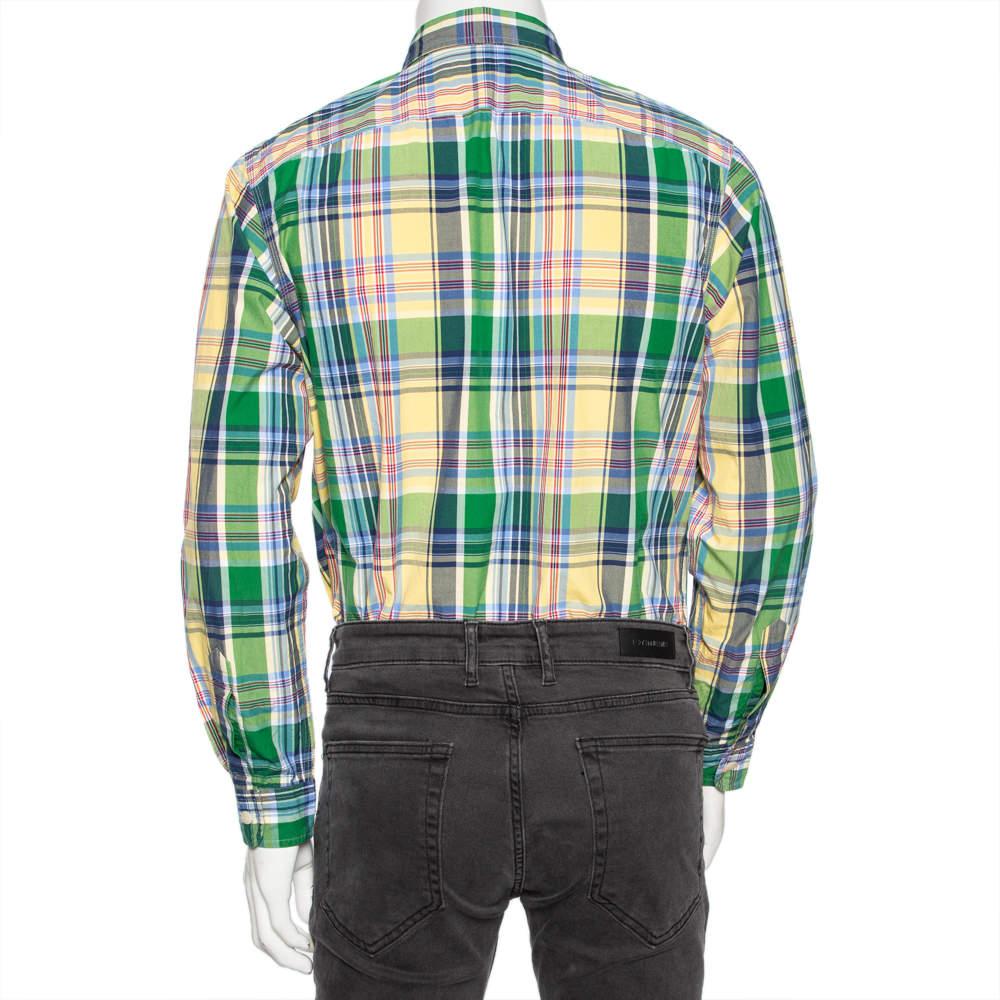 Gray Ralph Lauren Multicolor Oxford Plaid Cotton Button Front Shirt M