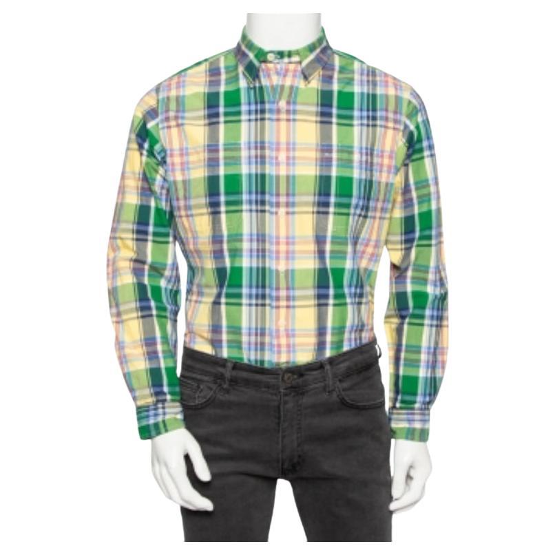 Ralph Lauren - Camicia a quadri in cotone Oxford Multicolor con bottoni davanti M.