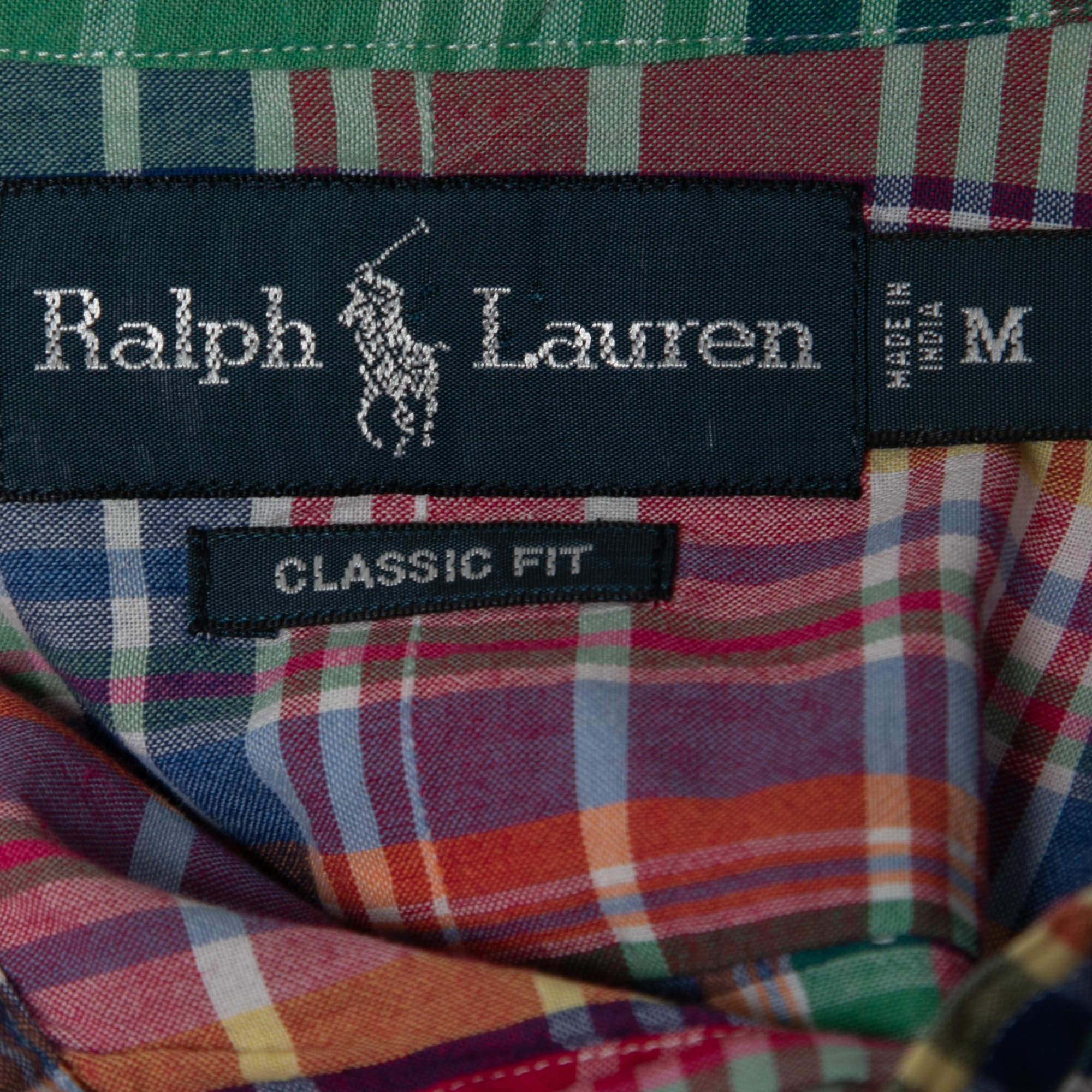 Ralph Lauren - Chemise à manches courtes en coton à motifs multicolores M Bon état - En vente à Dubai, Al Qouz 2