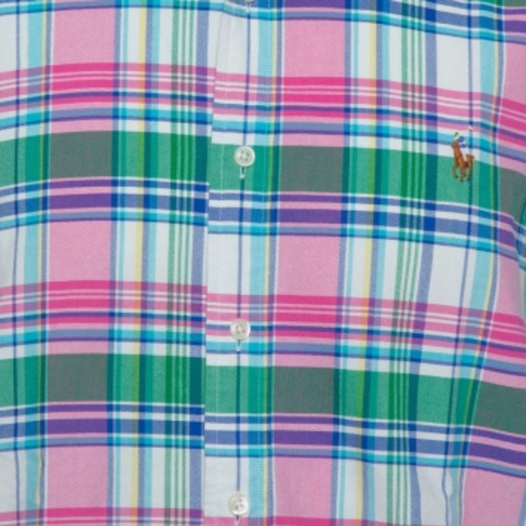 Ralph Lauren Multicolor Plaid Cotton Long Sleeve Button Front Shirt XL For Sale 1