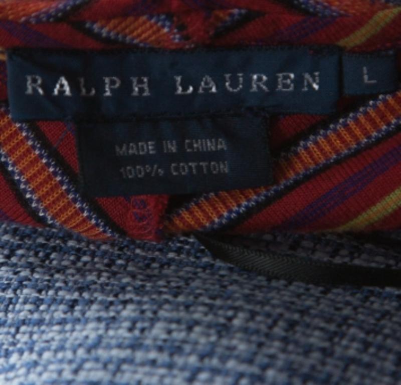Noir Ralph Lauren Multicolor Striped Knit Noodle Strap Top L en vente
