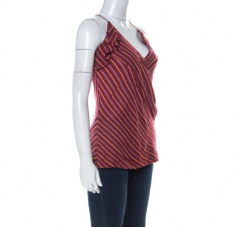 Ralph Lauren Multicolor Striped Knit Noodle Strap Top L Pour femmes en vente