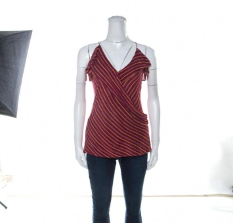 Ralph Lauren Multicolor Striped Knit Noodle Strap Top L en vente 1