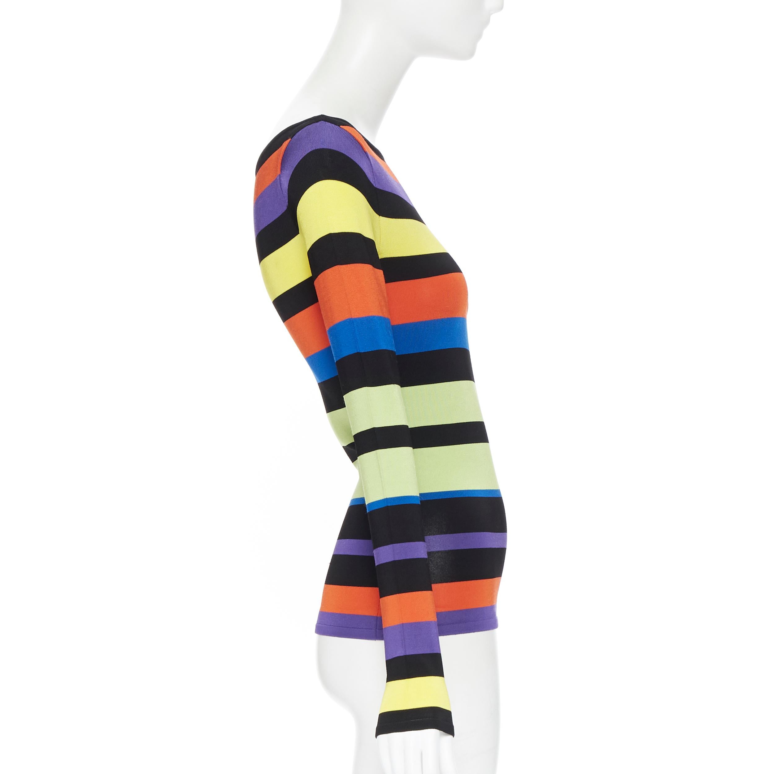 RALPH LAUREN Mehrfarbig gestreiftes langärmeliges Pullover-Top aus Viskose mit Bootsausschnitt XS im Zustand „Gut“ im Angebot in Hong Kong, NT