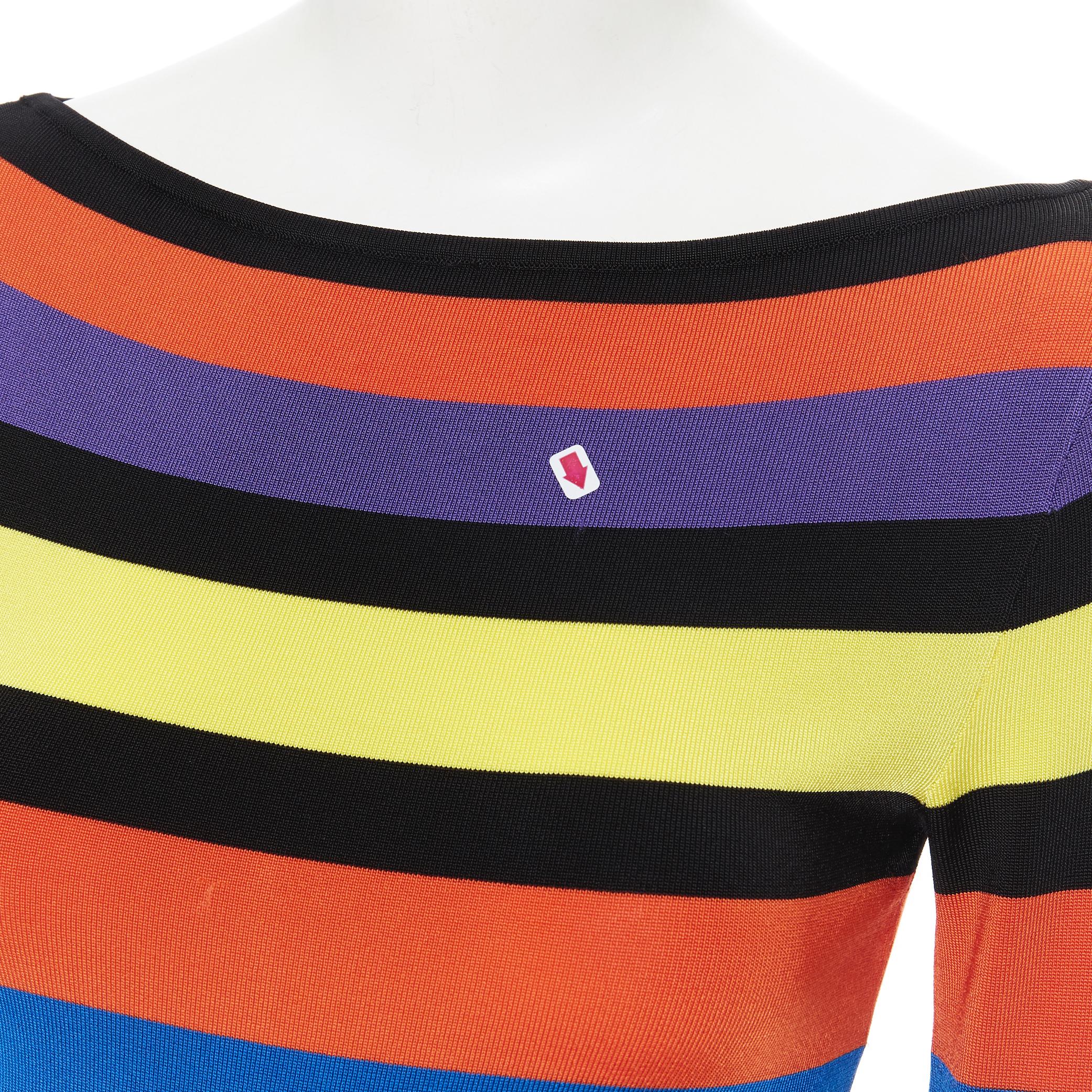 RALPH LAUREN Mehrfarbig gestreiftes langärmeliges Pullover-Top aus Viskose mit Bootsausschnitt XS im Angebot 2