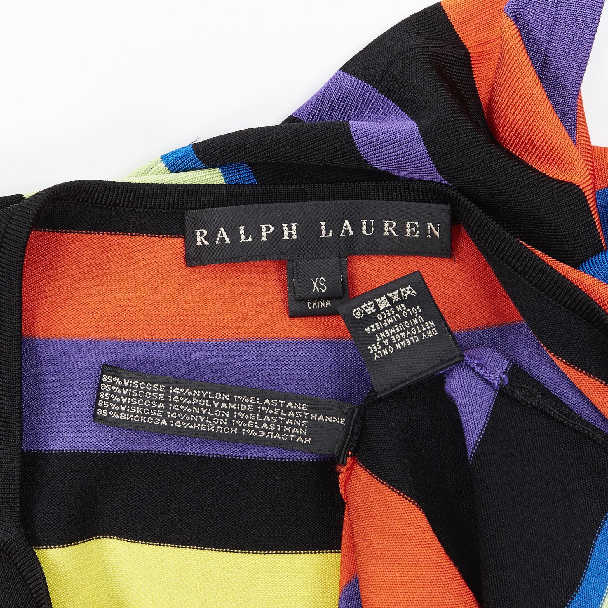 RALPH LAUREN Mehrfarbig gestreiftes langärmeliges Pullover-Top aus Viskose mit Bootsausschnitt XS im Angebot 3